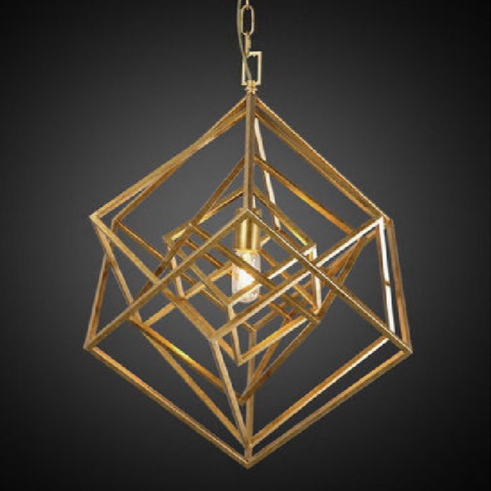 Подвесной светильник CUBIST Chandelier Gold 1 bulbs Золотой в Уфе | Loft Concept 