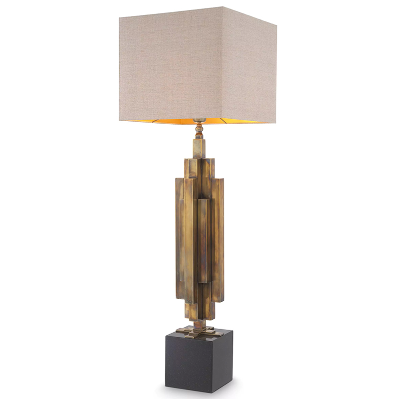 Настольная лампа Eichholtz Table Lamp Ellis Brass Черный Винтажная латунь Бежево-серый в Уфе | Loft Concept 