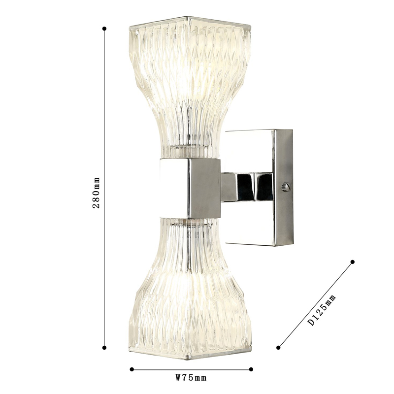Бра с двумя плафонами из рельефного стекла GLASS HORN Chrome в Уфе