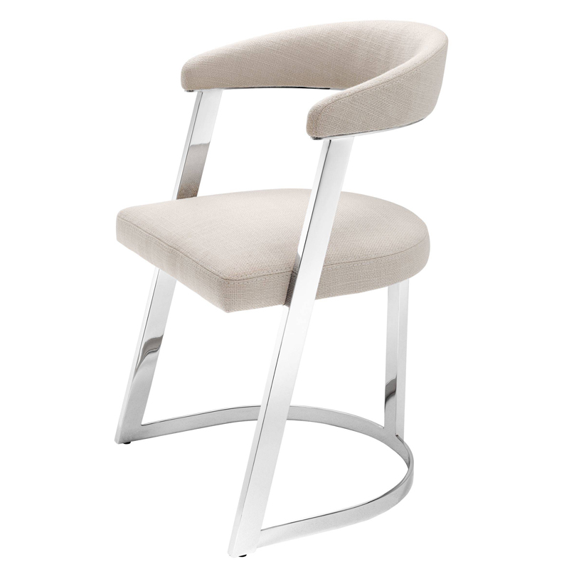 Стул Eichholtz Dining Chair Dexter Nickel Бежевый Никель в Уфе | Loft Concept 