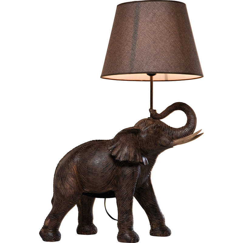 Настольная лампа Elephant Holding Lampshade Коричневый в Уфе | Loft Concept 