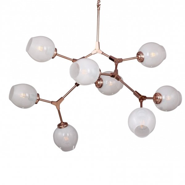 Люстра Branching Bubble Chandelier 8 Milk Молочный Медь в Уфе | Loft Concept 