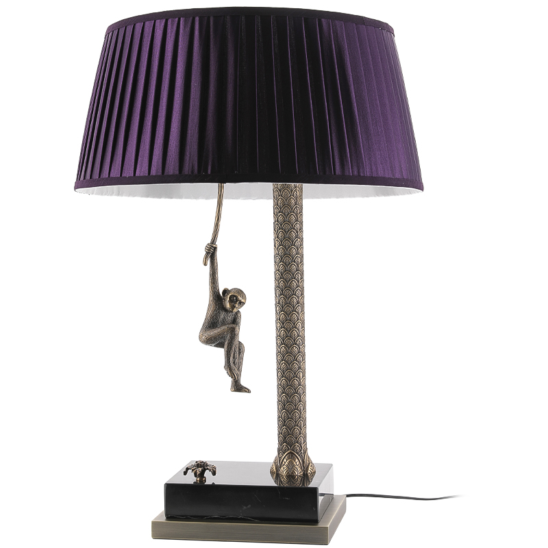 Настольная лампа Джунгли Table Lamp Jungle Purple Латунь Античная полированная Черный Мрамор Nero Пурпурно-фиолетовый в Уфе | Loft Concept 