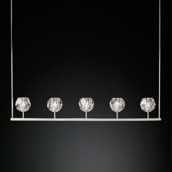 Люстра RH Boule De Cristal Linear Chandelier 5 Прозрачный в Уфе | Loft Concept 