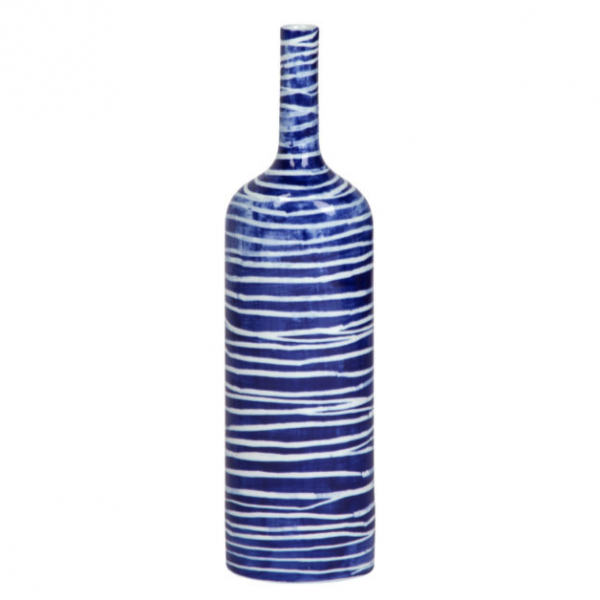 Ваза blue & white ornament Striped Bottle Синий Белый в Уфе | Loft Concept 