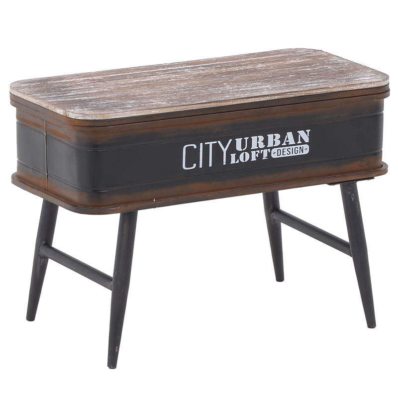 Приставной стол City Urban Loft Design Table black Коричневый винтаж Винтажный черный в Уфе | Loft Concept 