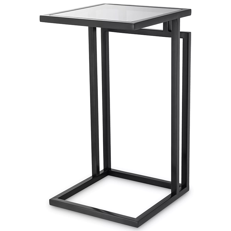 Приставной стол Eichholtz Side Table Marcus Black Черный Стекло Смок в Уфе | Loft Concept 