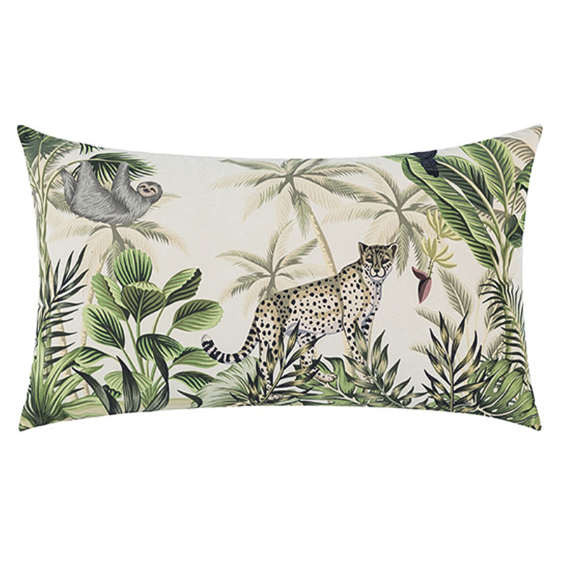 Декоративная подушка Rainforest Animals Cushion Бежевый Зеленый Серый в Уфе | Loft Concept 