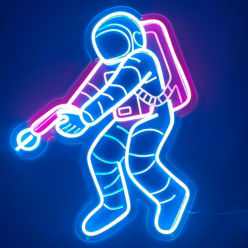 Неоновая настенная лампа Astronaut Neon Wall Lamp Синий Лиловый в Уфе | Loft Concept 