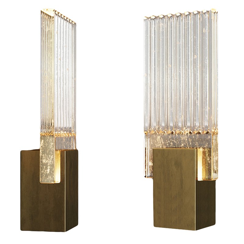 Бра PLEATED GLASS SCONCE Прозрачный (Transparent) Латунь в Уфе | Loft Concept 