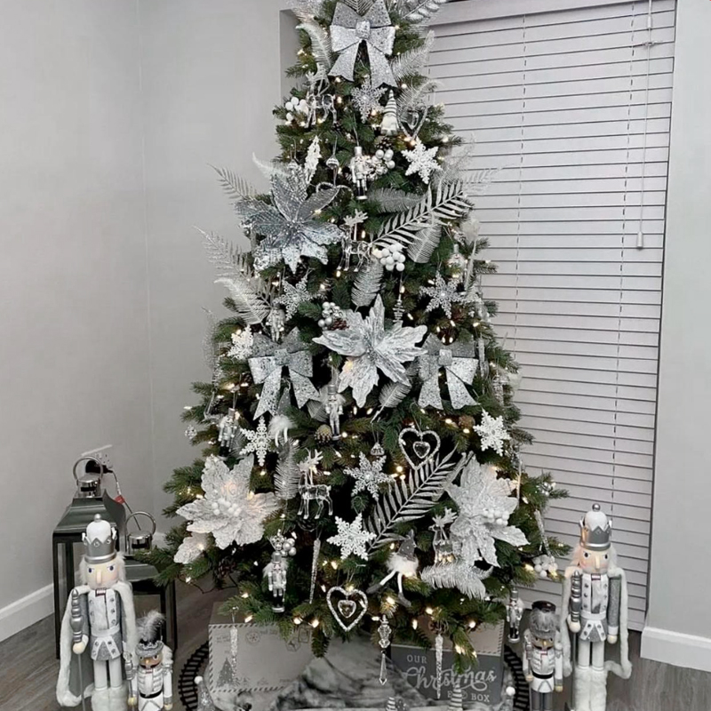 Дизайнерская Елка с Серебряным Декором Christmas Tree Silver Flowers Серебряный Зеленый в Уфе | Loft Concept 