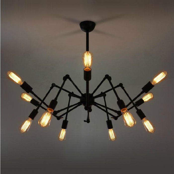 Люстра Loft Industrial Sputnik Chandelier Spider Черный в Уфе | Loft Concept 