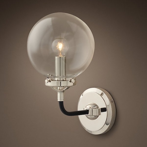 Бра Bistro Globe Clear Glass Single Sconce Nickel  в Уфе | Loft Concept 