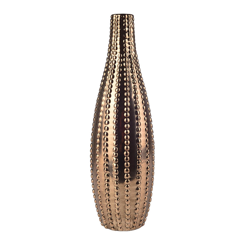 Ваза Ribbed Vase Narrow Throat bronze-gold 34  в Уфе | Loft Concept 