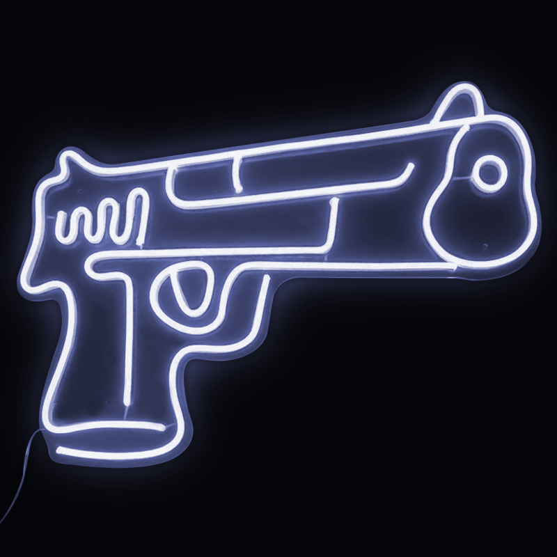 Неоновая настенная лампа Gun Neon Wall Lamp Белый Прозрачный в Уфе | Loft Concept 