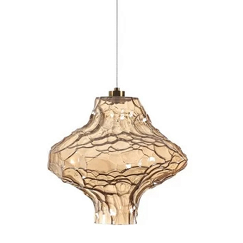 Подвесной светильник с плафоном из фактурного светло-янтарного стекла Light Ensemble Янтарный Бронза в Уфе | Loft Concept 