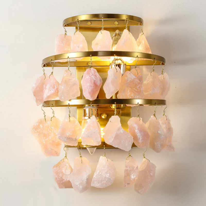 Hardis Pink stone Wall Lamp Латунь Дымчатая Роза в Уфе | Loft Concept 