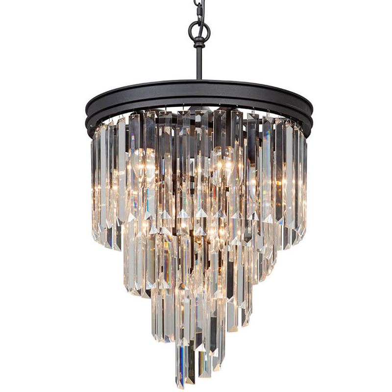 Люстра Odeon Chandelier Helix Black каскад прозрачное стекло  D 48 Прозрачное Стекло Черный матовый в Уфе | Loft Concept 