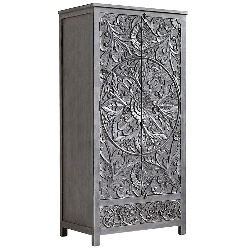 Шкаф Indian Antique White Furniture Cupboard Devan серый Серый в Уфе | Loft Concept 