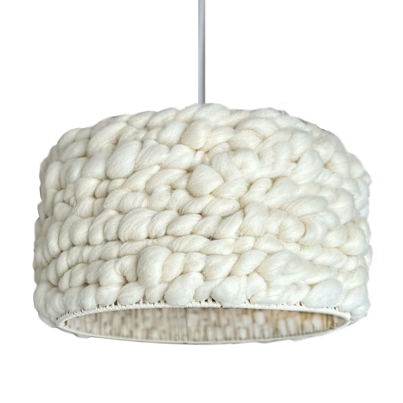 Вязаный шерстяной светильник Knitted wool lamp Cylinder Молочный Вязаный шерстяной светильник Knitted wool lamp Cylinder Молочный в Уфе | Loft Concept