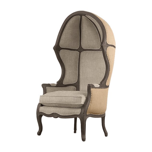 Кресло купол RH Versailles Domed Burlap Backed Chair ivory ( слоновая кость ) Серый Дерево Акация в Уфе | Loft Concept 