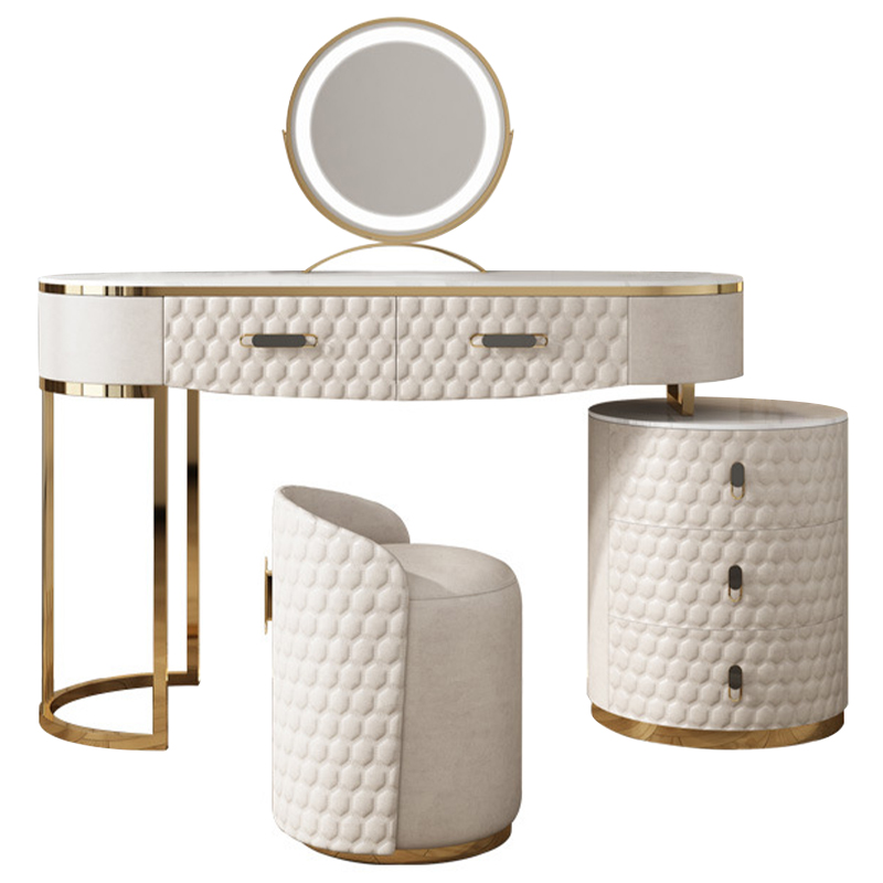 Трельяж Kathryn Bedroom Dressing Table White Белый Глянцевое золото Белый Мрамор Bianco в Уфе | Loft Concept 