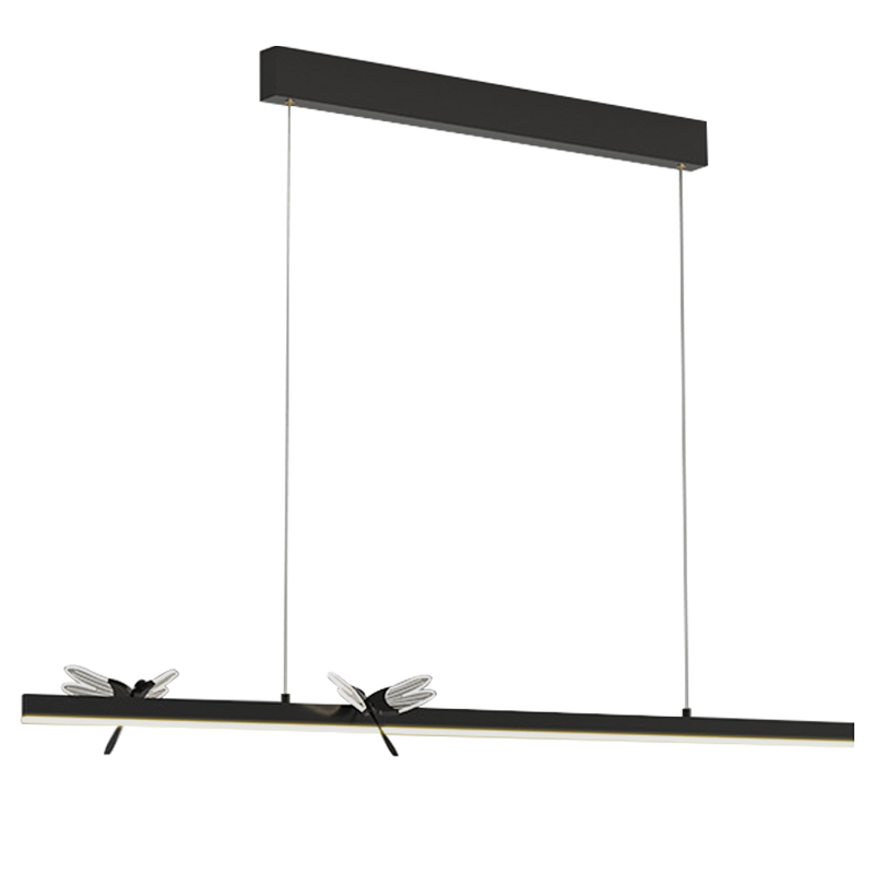 Линейный светильник со стрекозами Dragonfly Linear Chandelier Black Прозрачный Черный в Уфе | Loft Concept 