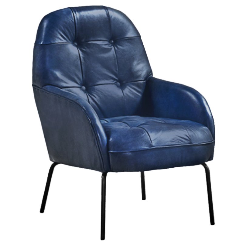 Кресло SHAPKIN LEATHER ARM CHAIR BLUE Синий Черный в Уфе | Loft Concept 