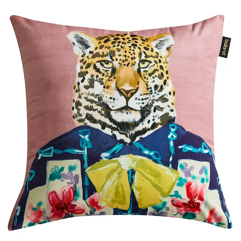 Декоративная подушка Стиль Gucci Leopard Fashion Animals Cushion Pink Розовый Мульти в Уфе | Loft Concept 