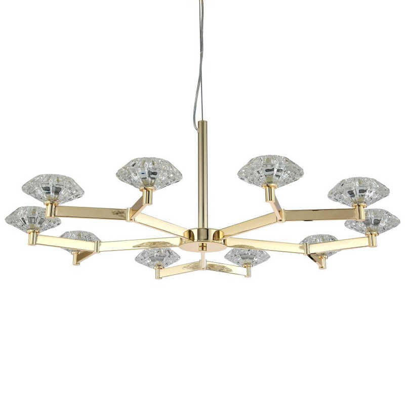 Люстра Yerker Chandelier Gold 10 Глянцевое золото Прозрачный в Уфе | Loft Concept 