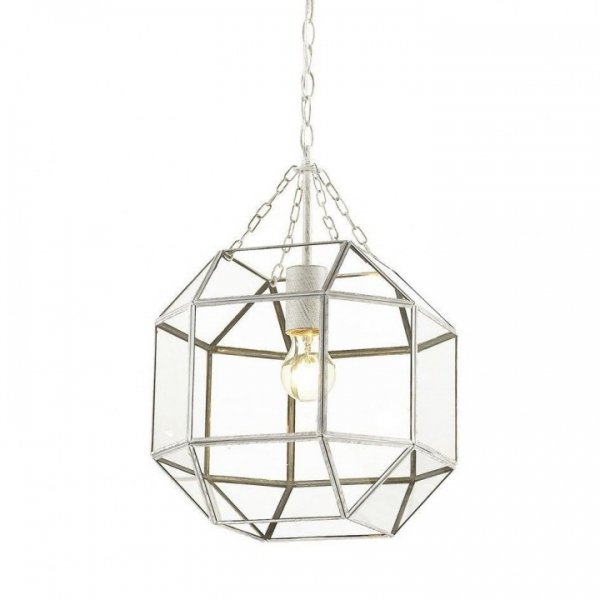 Подвесной светильник Glass & Metal Cage Pendant White Белый в Уфе | Loft Concept 