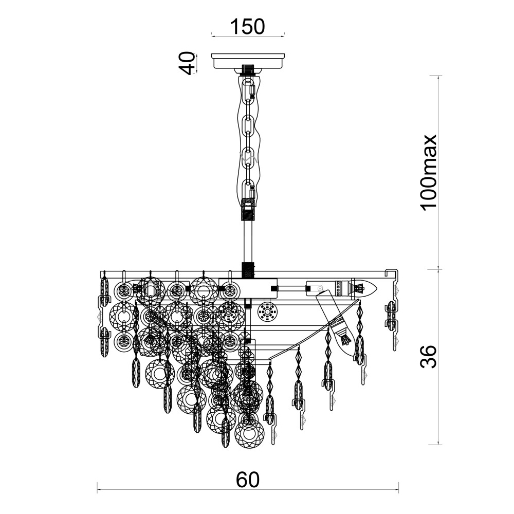 Люстра каскадная с подвесками в форме колец Galaxy of Light в Уфе