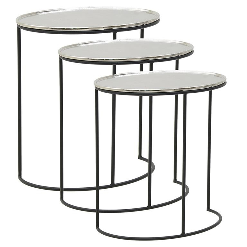 Комплект из 3-х приставных столов Heather Side Tables Черный Серебряный в Уфе | Loft Concept 