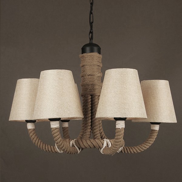 Люстра Rattan Chandelier Loft Rope Light Черный в Уфе | Loft Concept 