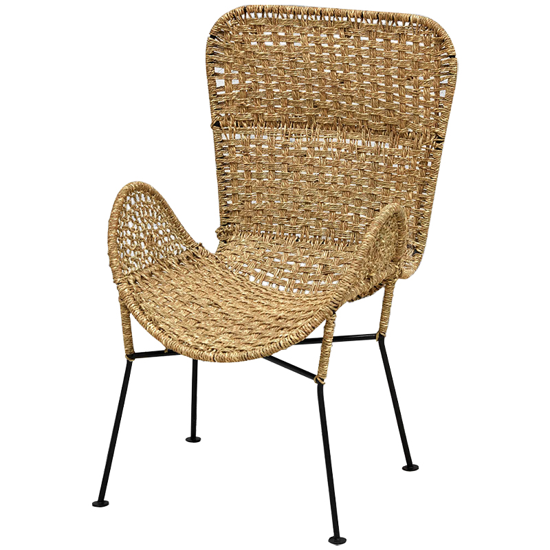 Плетеный стул на металлических ножках Tong Wicker Chair Коричневый Черный в Уфе | Loft Concept 