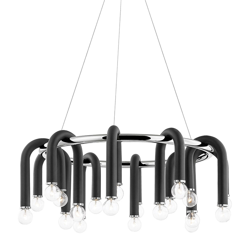 Люстра Paulson floppy chandelier round chrome Черный Хром в Уфе | Loft Concept 