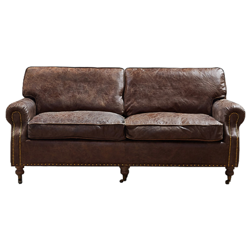 Диван RH CLASSIC LANCASTER Brown leather double Коричневый в Уфе | Loft Concept 