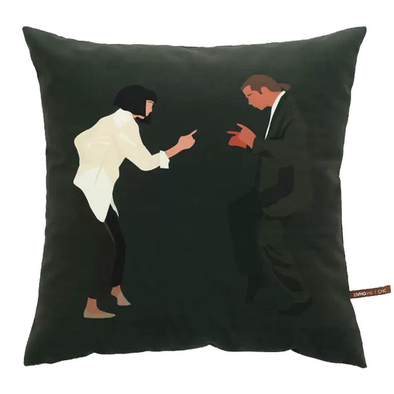 Декоративная подушка Pulp Fiction Dance Cushion Зеленый Бежевый Черный в Уфе | Loft Concept 