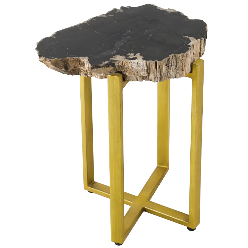 PETRIFIED WOOD COFFEETABLE GOLD S Окаменелое дерево Золотой Бежевый Черный в Уфе | Loft Concept 