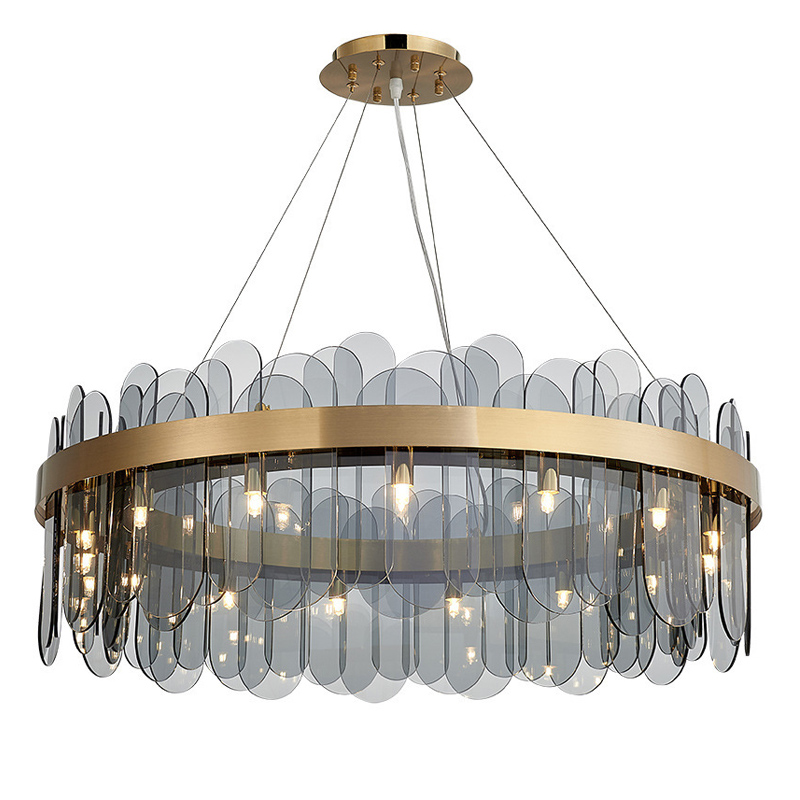 Люстра Blount Chandelier Smokey Латунь Стекло Смок в Уфе | Loft Concept 