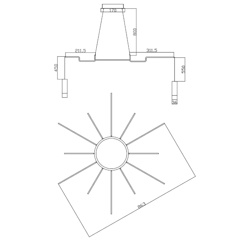 Wireflow LED White Suspension lam 12 патронов в Уфе