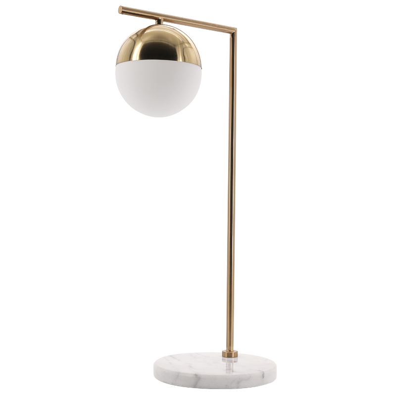 Geneva Glass Table Lamp Globe Латунь Белый Мрамор Bianco в Уфе | Loft Concept 