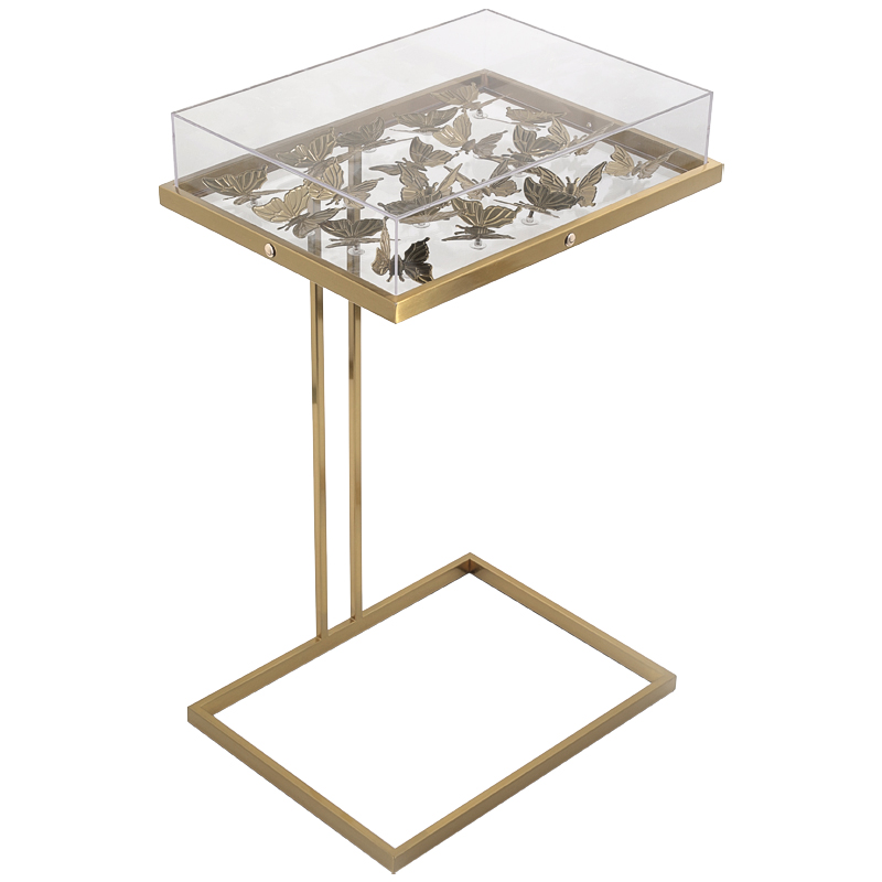 Стол Tommy Mitchell  Butterfly side table Прозрачный Латунь в Уфе | Loft Concept 