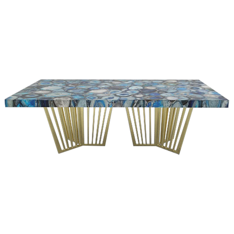 Обеденный стол Agate Design Blue Dining Table Синий Золотой в Уфе | Loft Concept 