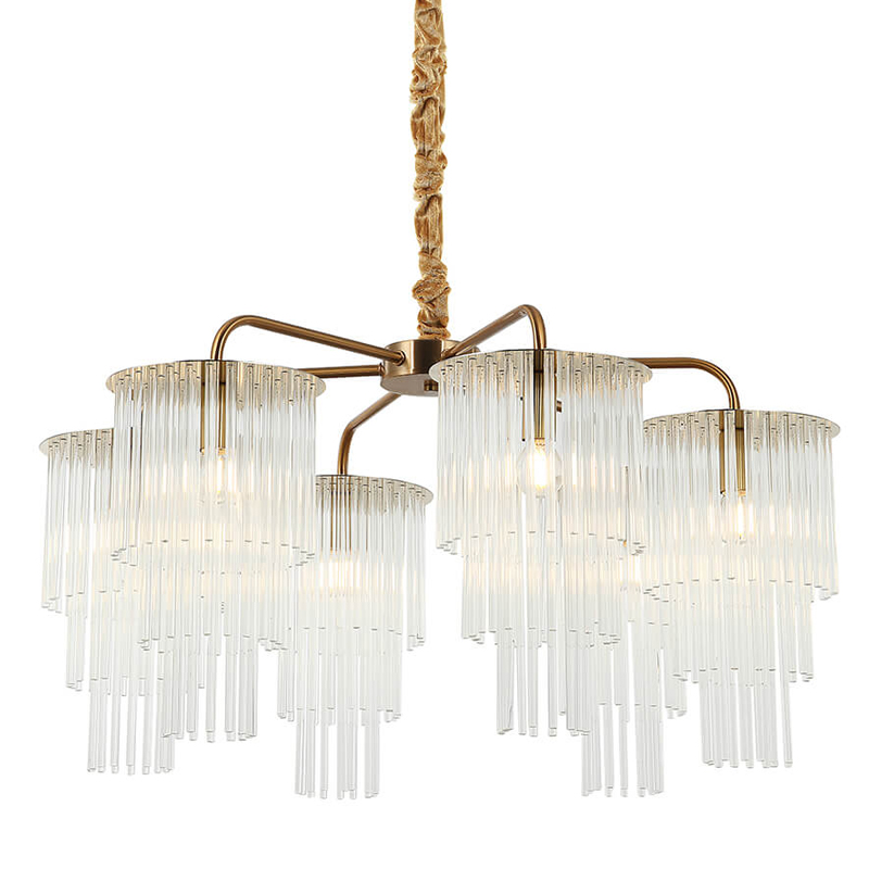 Люстра Harrison Chandelier gold 6 lamp Глянцевое золото Прозрачный в Уфе | Loft Concept 