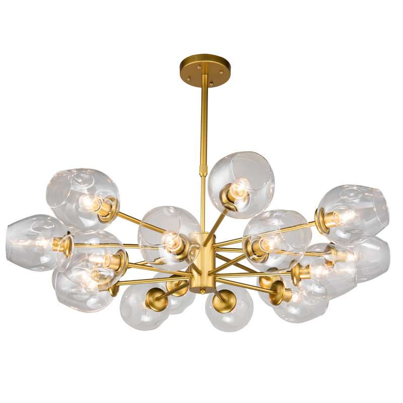 Люстра Branching Bubble Chandelier gold 16 Глянцевое золото Прозрачный в Уфе | Loft Concept 