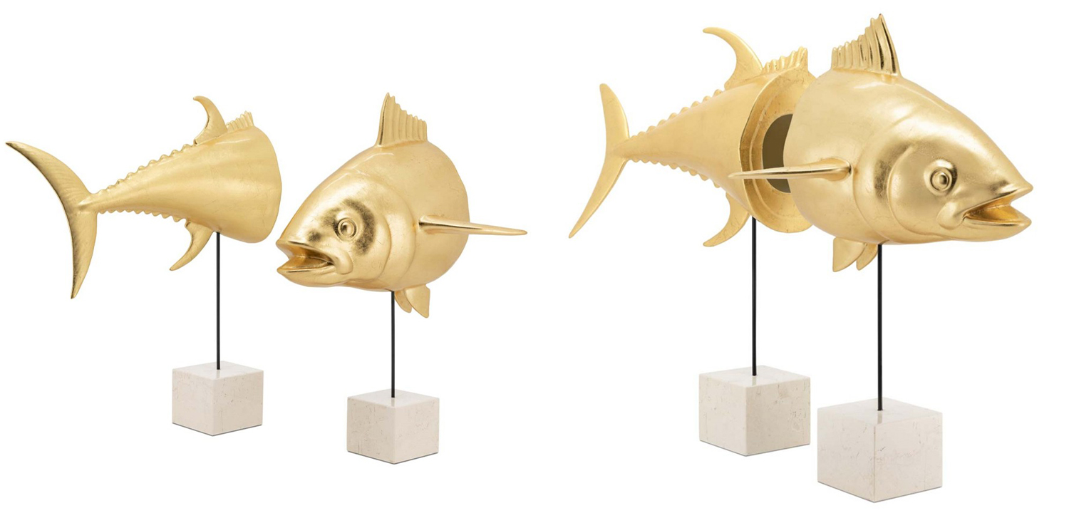 Статуэтка Tuna With Marble Bases Goldleaf - фото