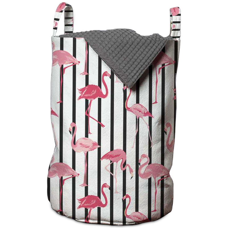 Корзина Flamingo Stripes Basket Черно-белый Розовый пастельный в Уфе | Loft Concept 