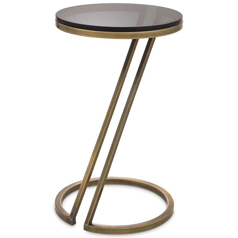 Приставной стол Eichholtz Side Table Falcone Brass Латунь Стекло Смок в Уфе | Loft Concept 