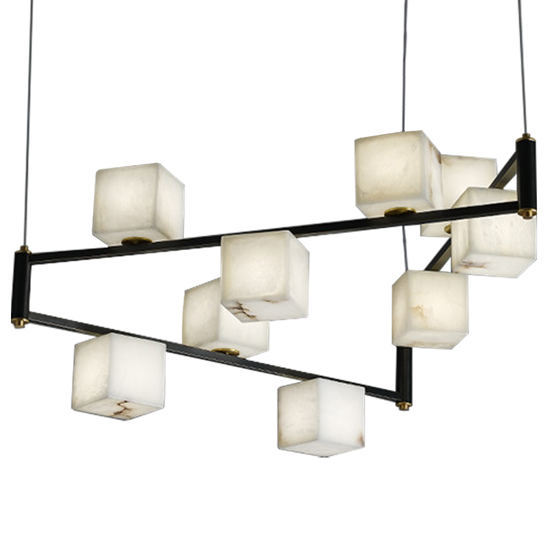 Люстра Marble Cubes Modern Light Chandelier 9 плафонов Белый Мрамор Bianco Черный Латунь в Уфе | Loft Concept 